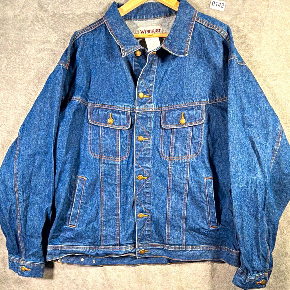 Wrangler Rugged Wear Men’s Blue Denim Jacket 3XL Big & Tall Button Collared